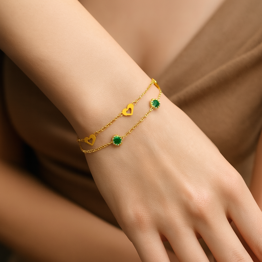 Emerald Hearts Bracelet