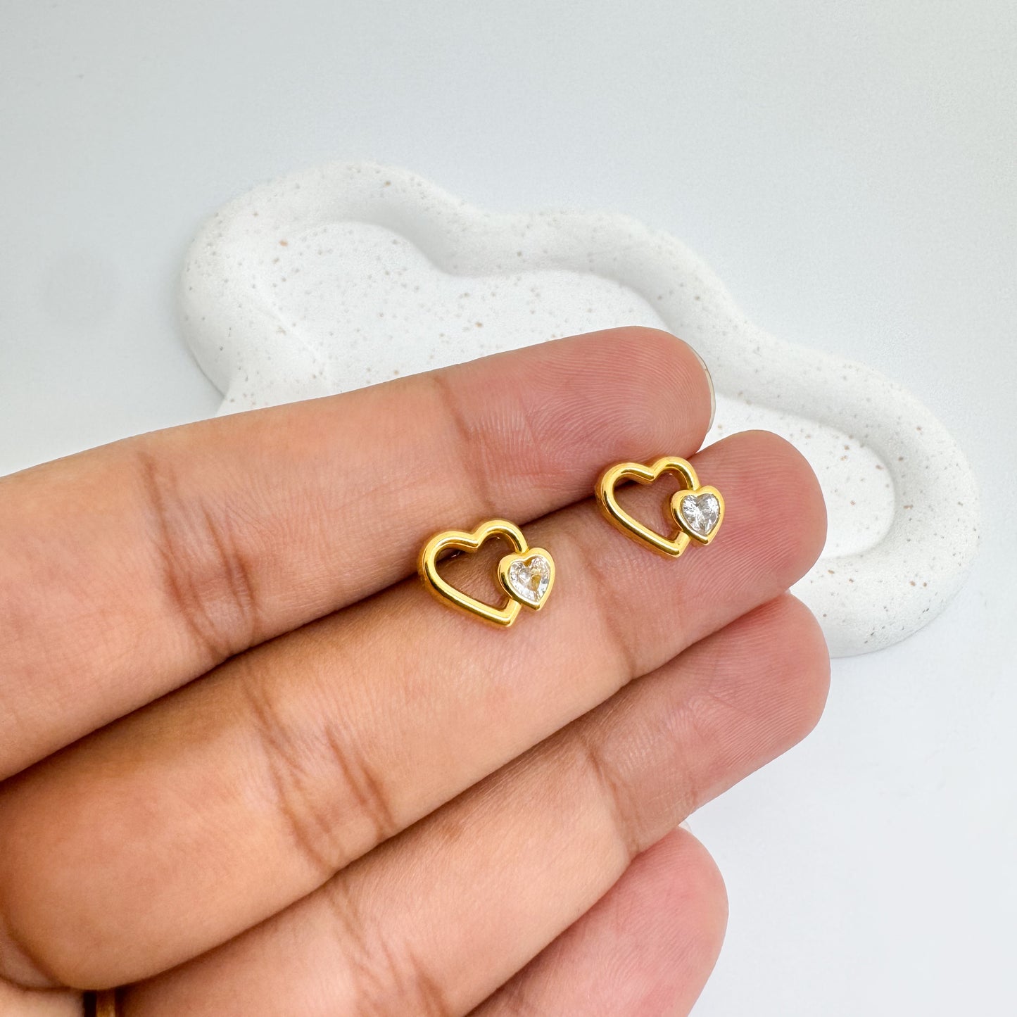 Dual Golden Hearts Earrings