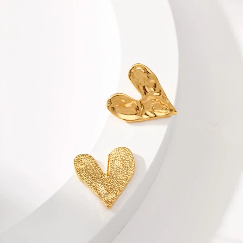 Dented Heart Anti-tarnish Earrings (ER143)