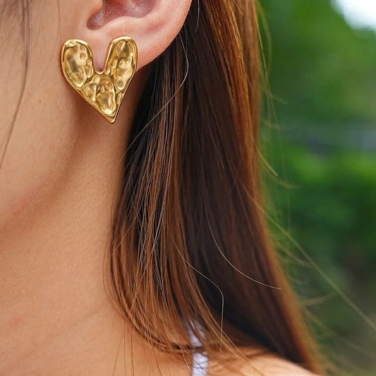 Dented Heart Anti-tarnish Earrings