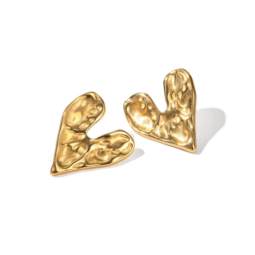 Dented Heart Anti-tarnish Earrings (ER143)