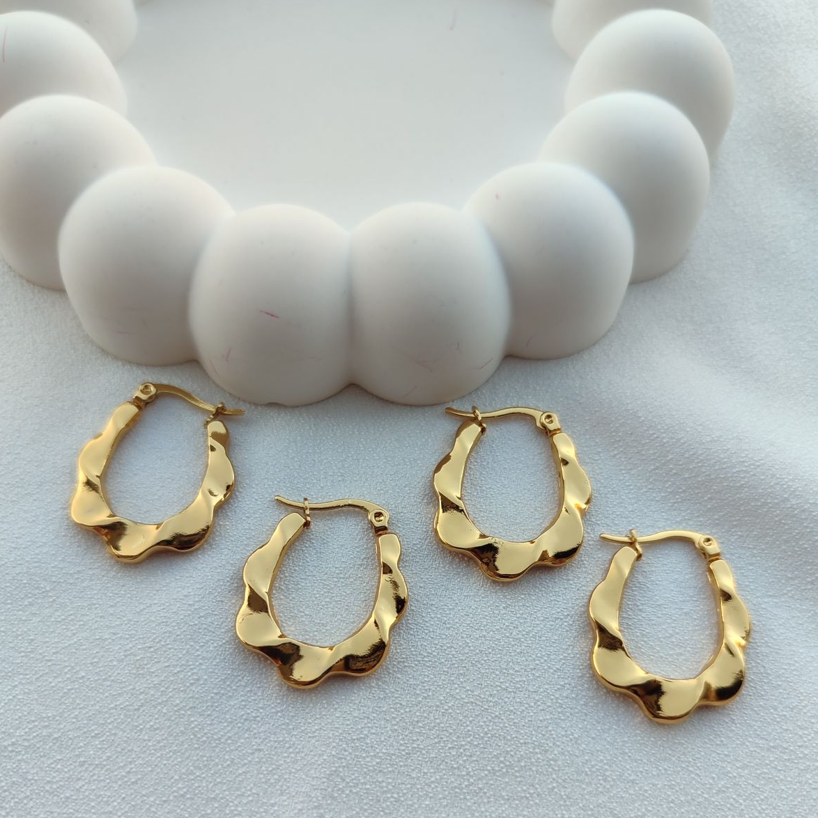 Irregular Geometric Anti-tarnish Hoops (ER160)
