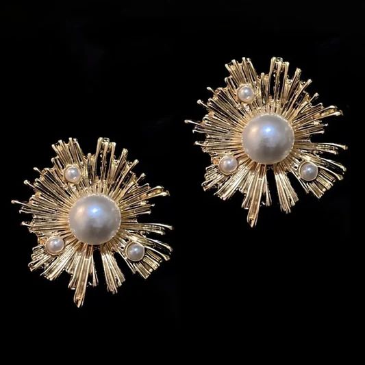 Sanya Sunflower Pearl Statement Earrings (ER153)