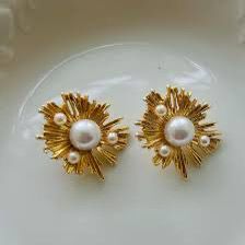 Sanya Sunflower Pearl Statement Earrings (ER153)