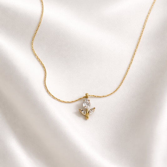 Delicate gold tulip necklace