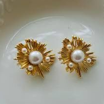 Sanya Sunflower Pearl Statement Earrings (ER153)