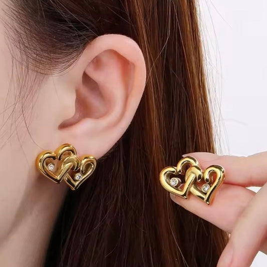 Luna double Heart Earrings