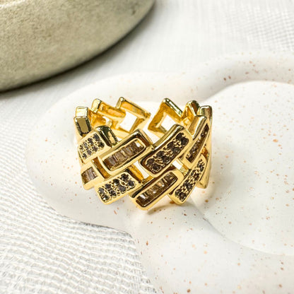 Wide Faux Diamond Unisex Anti-tarnish Ring (RG264)
