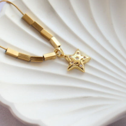 Golden Star with Cubic Metalic beads Necklace