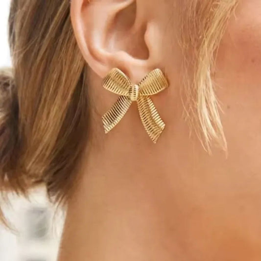 Golden Bow Knot Earrings