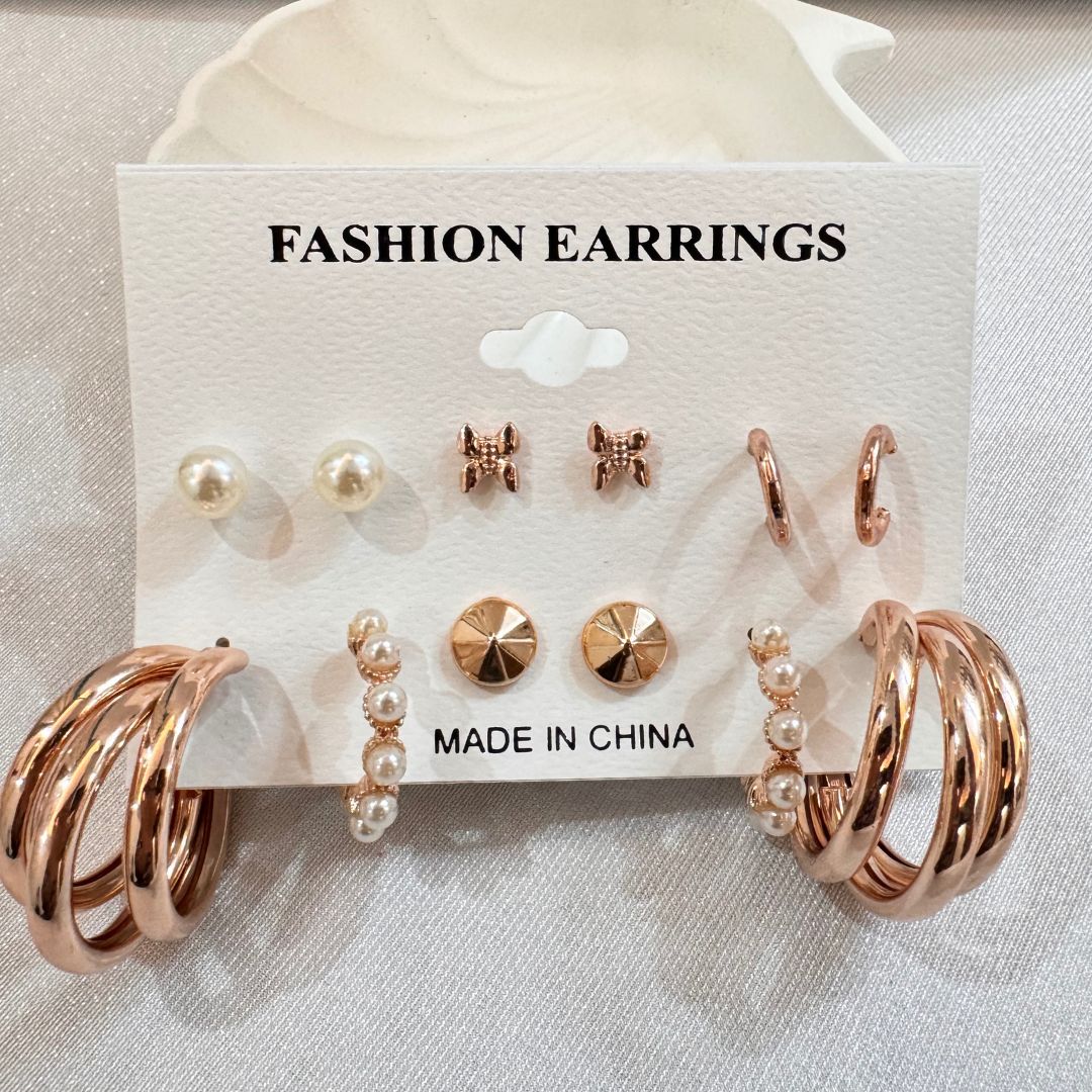Mississippi Rosegold Earrings Combo (6 Earrings)
