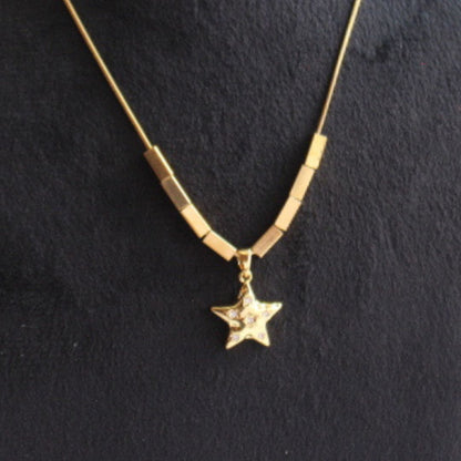 Golden Star with Cubic Metalic beads Necklace