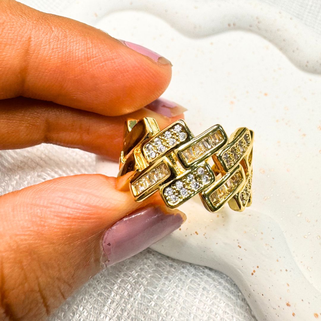 Wide Faux Diamond Unisex Anti-tarnish Ring (RG264)