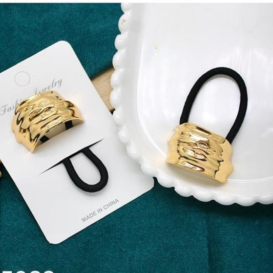 Gold Textured Three Line Pony Cuff