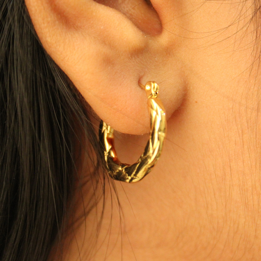 Tiya Textured Anti-tarnish Hoops (ER120)