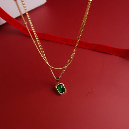 Emerald Double Layer Necklace