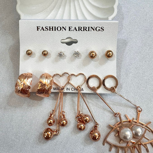 Miami Rosegold Earrings Combo (6 Earrings)