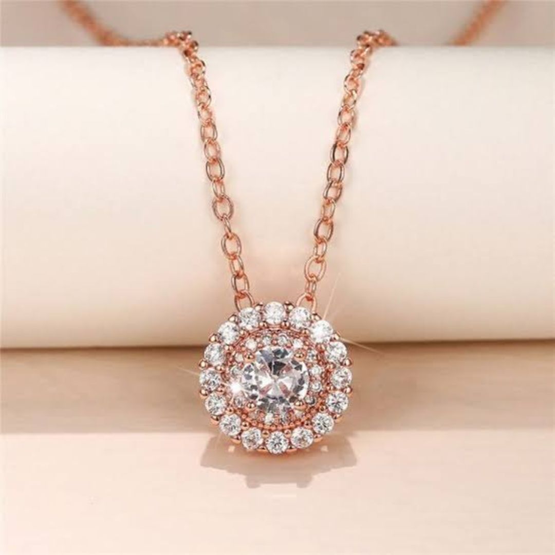 360* Rotating Diamond Anti-tarnish Necklace (NL6016)