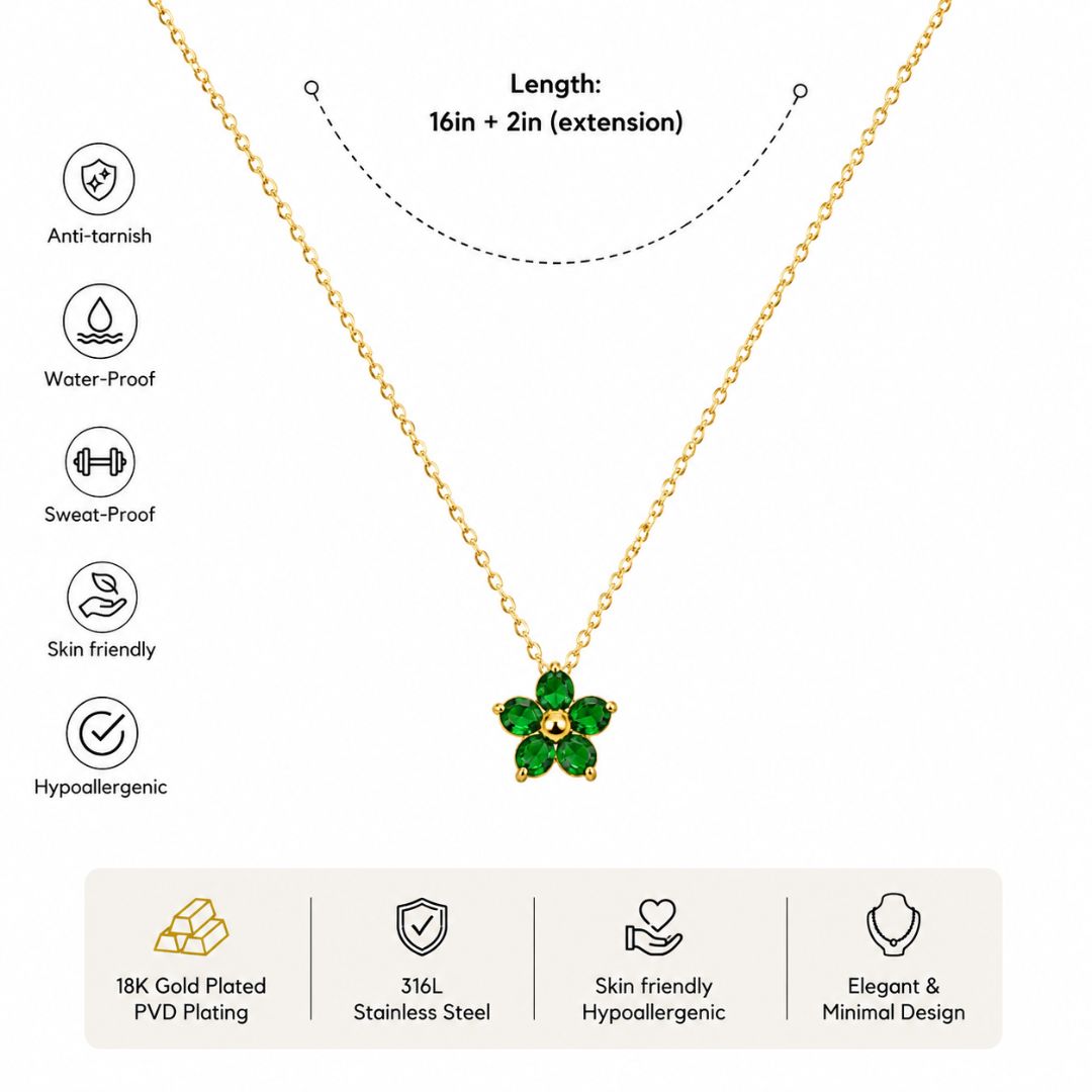 Dazzling Daisy Green Necklace
