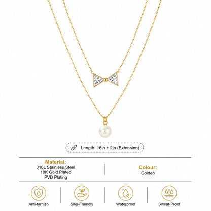 Pearl & Bow Necklace