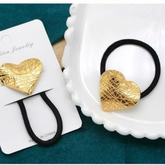 Golden textured Heart Pony Cuff