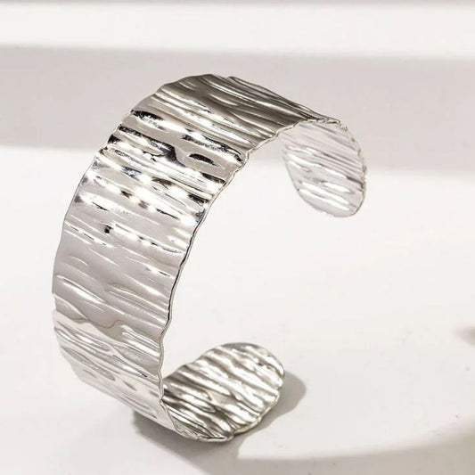 Textured Silver Cuff Bracelet