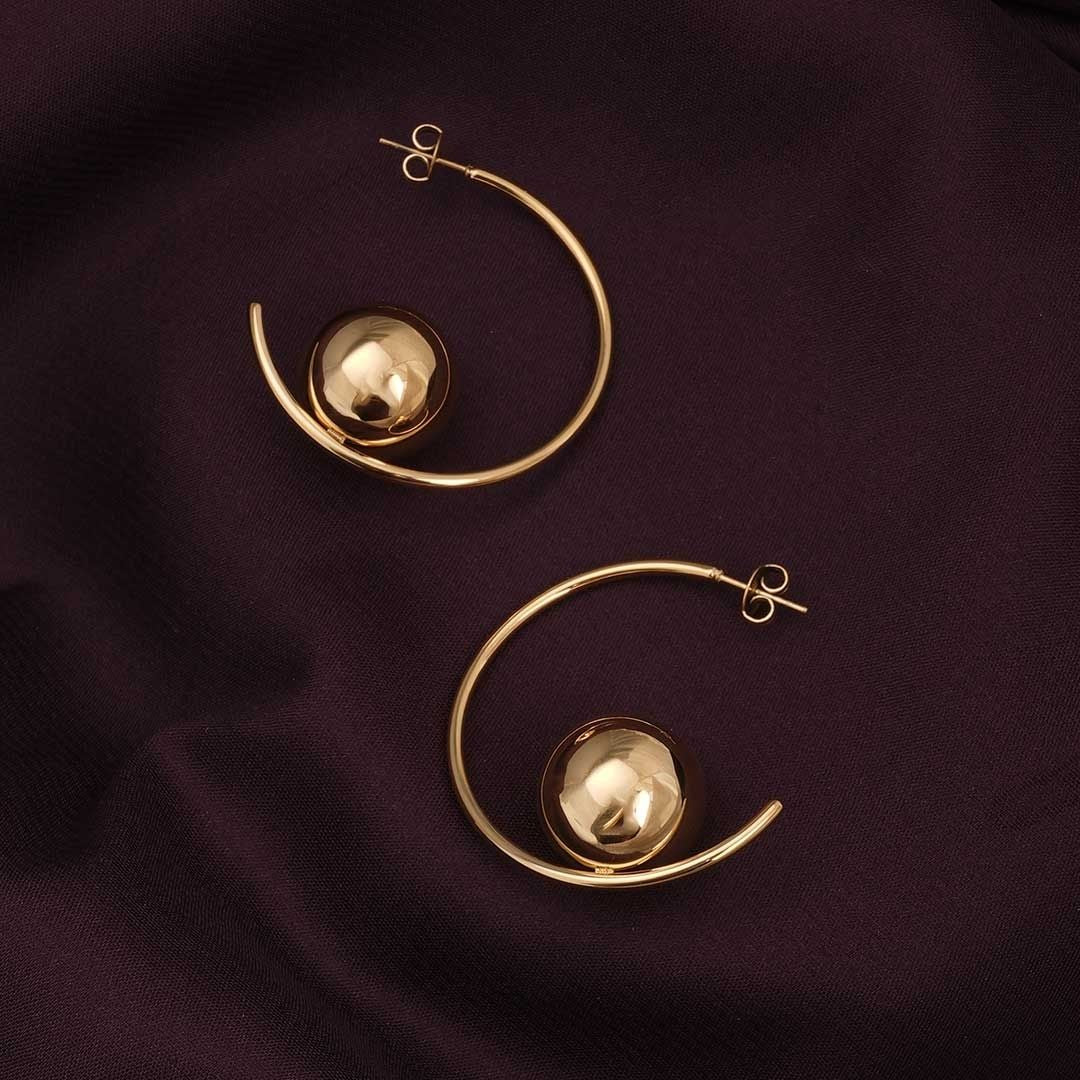 Sculpted Spiral Gold Hoop Earrings