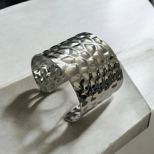 Silver-Tone Hammered Cuff Bracelet