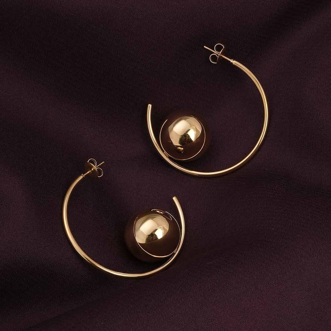 Sculpted Spiral Gold Hoop Earrings