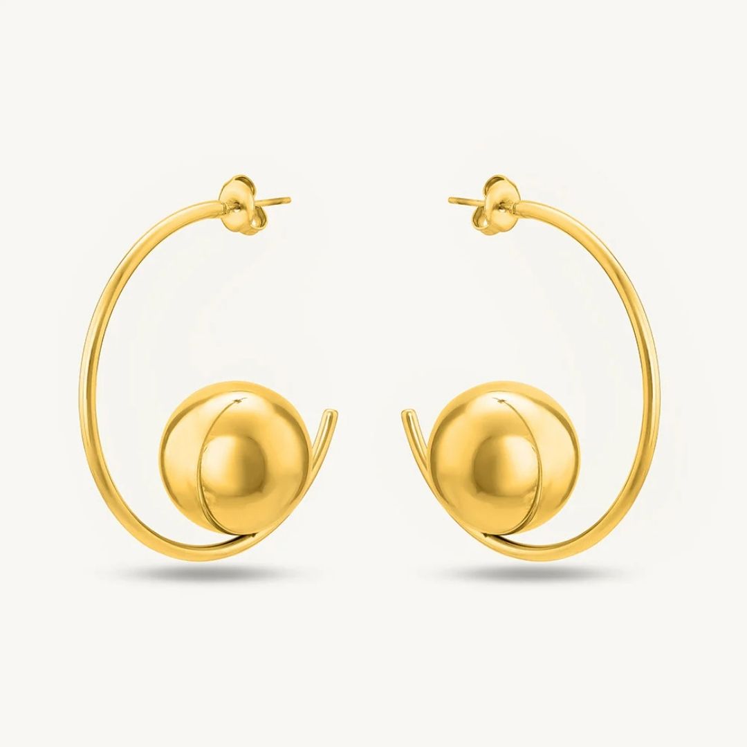 Sculpted Spiral Gold Hoop Earrings