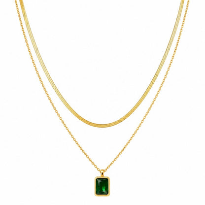 Elowen Green Stone Layered Necklace