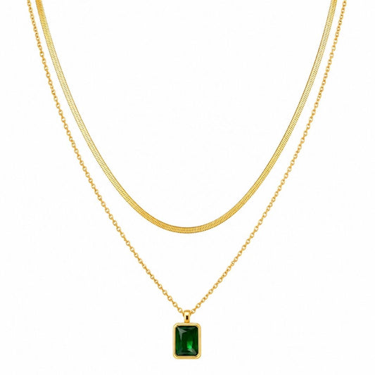 Elowen Green Emerald Layered Necklace