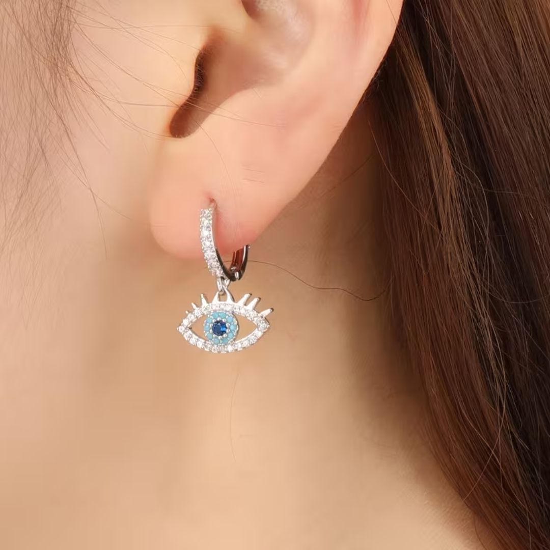 Evil Eye Silver Earrings