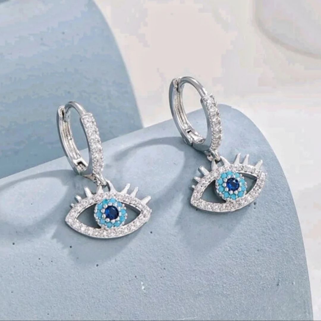 Evil Eye Silver Earrings