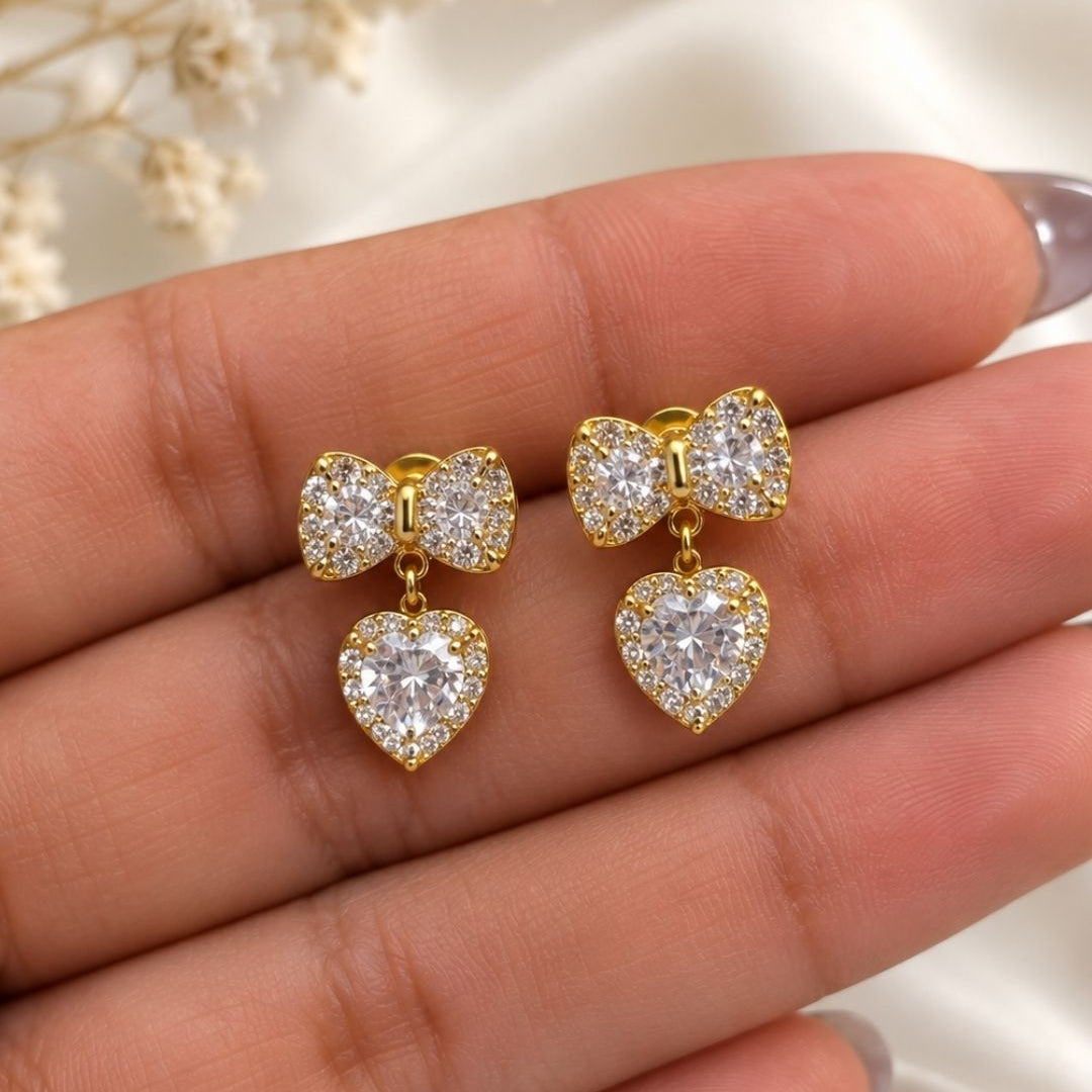 Nazakat Bow Heart Earrings