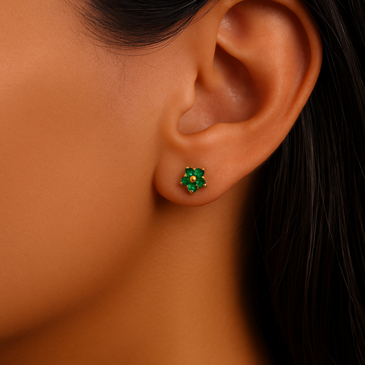 Green Daisy Earrings