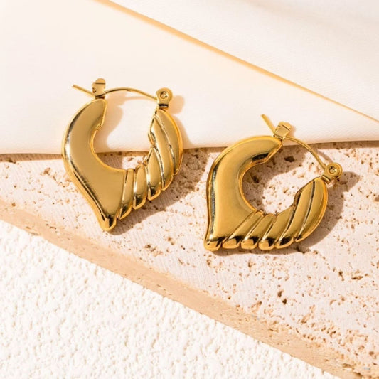 Half Feather Anti-tarnish Hoops (ER162)