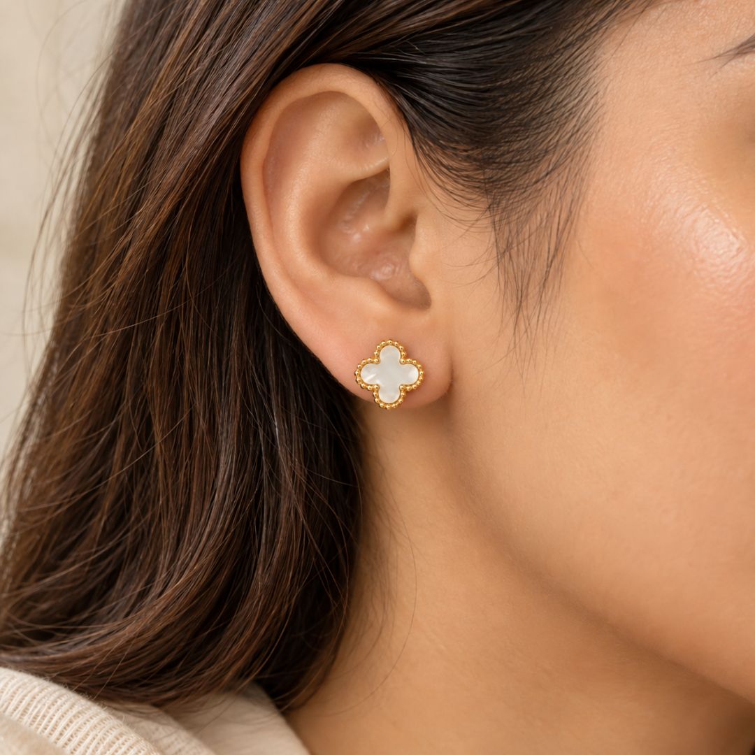Ivory Clover Stud Earrings