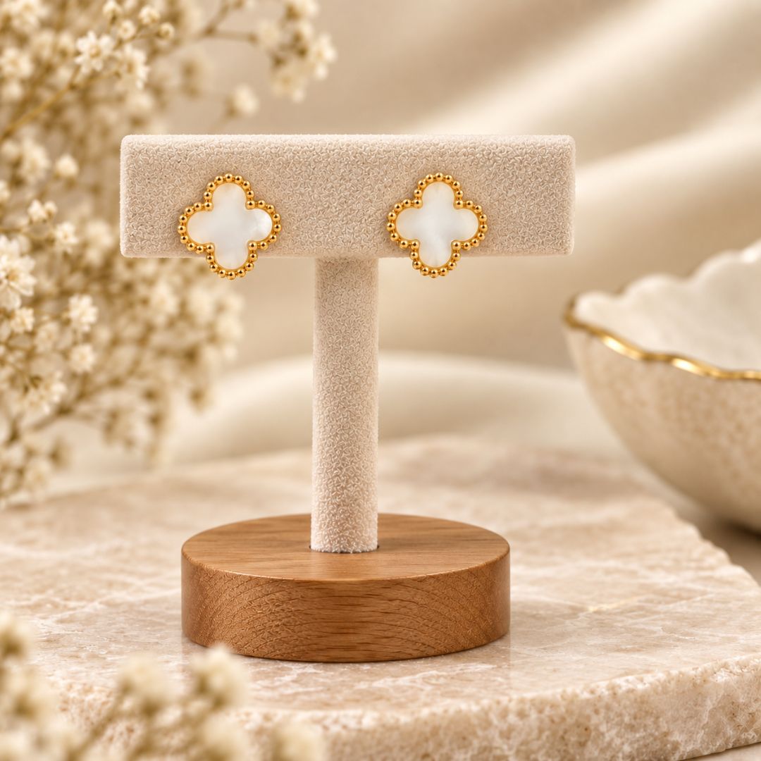 Ivory Clover Stud Earrings