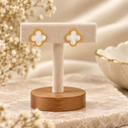 Ivory Clover Stud Earrings