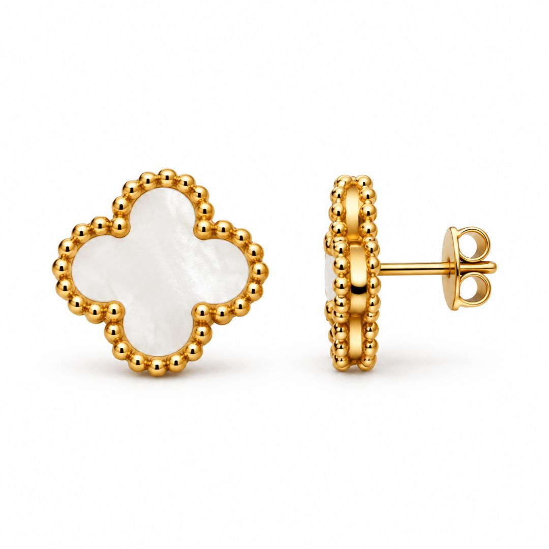 Ivory Clover Stud Earrings