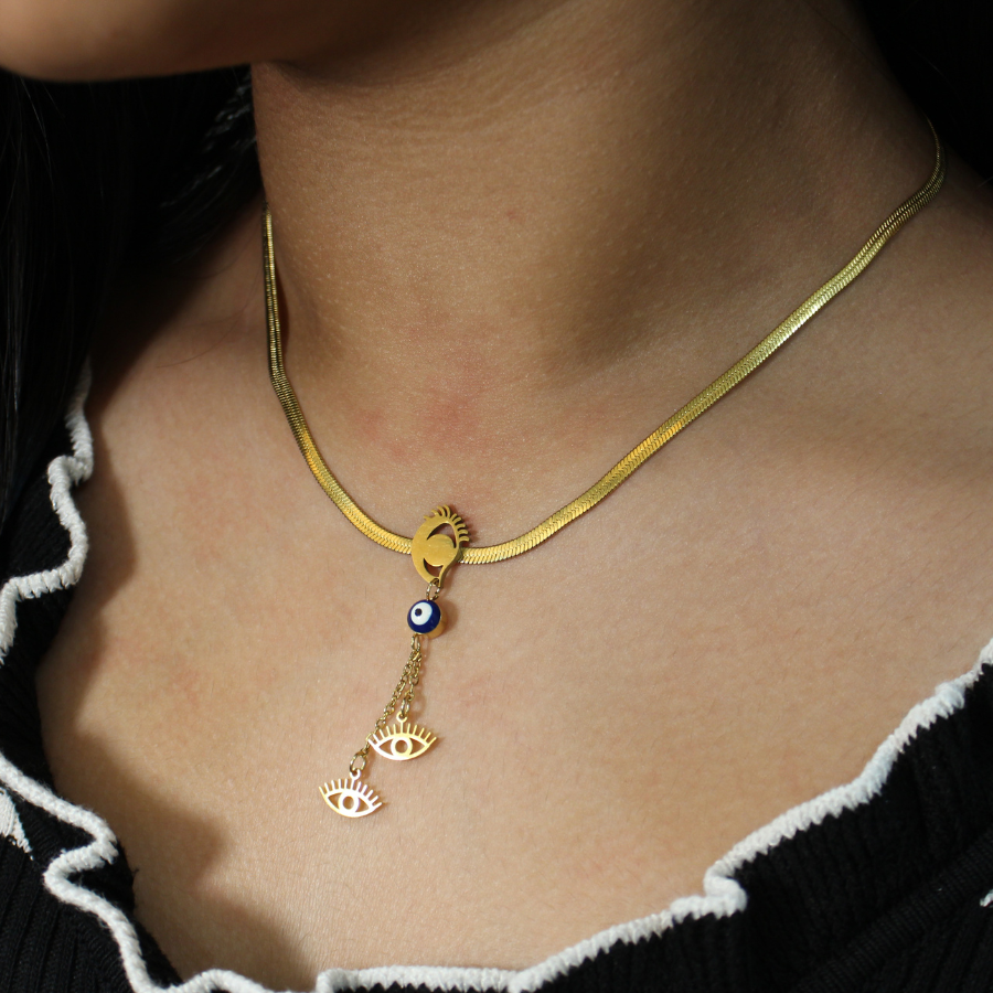 Evil Eye Rose Gold Anti-tarnish  Necklace