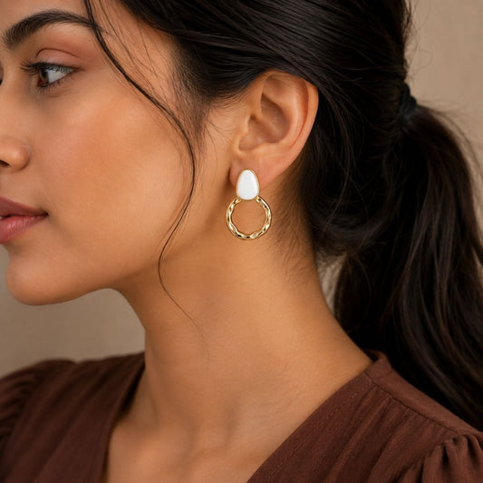 Ivory Ripple Hoop Earrings