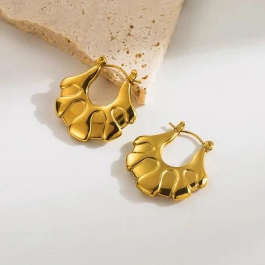 Golden Chunky Anti-tarnish Hoops (ER163)
