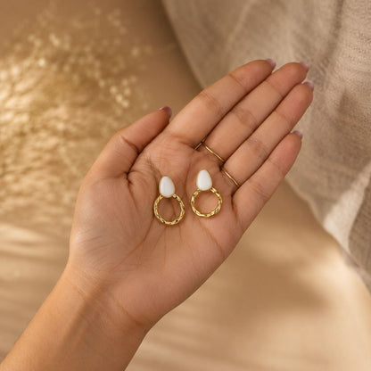 Ivory Ripple Hoop Earrings