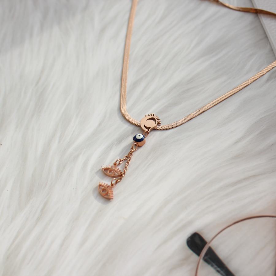 Evil Eye Rose Gold Anti-tarnish  Necklace