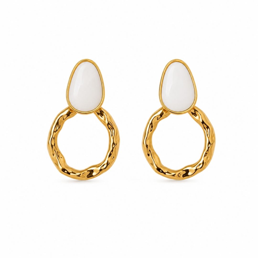 Ivory Ripple Hoop Earrings