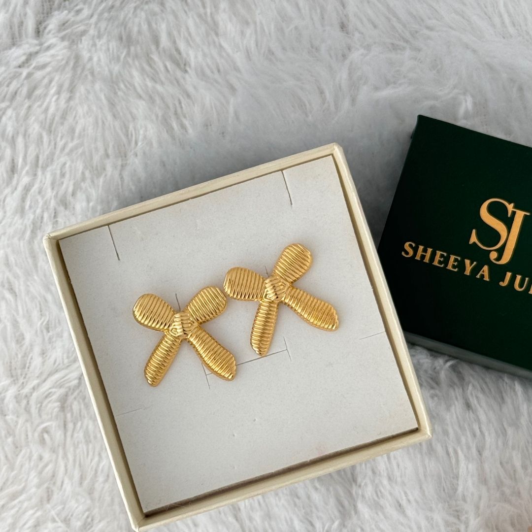 Golden Bow Knot Earrings