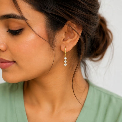 Jhilmil Drop Hoop Earrings