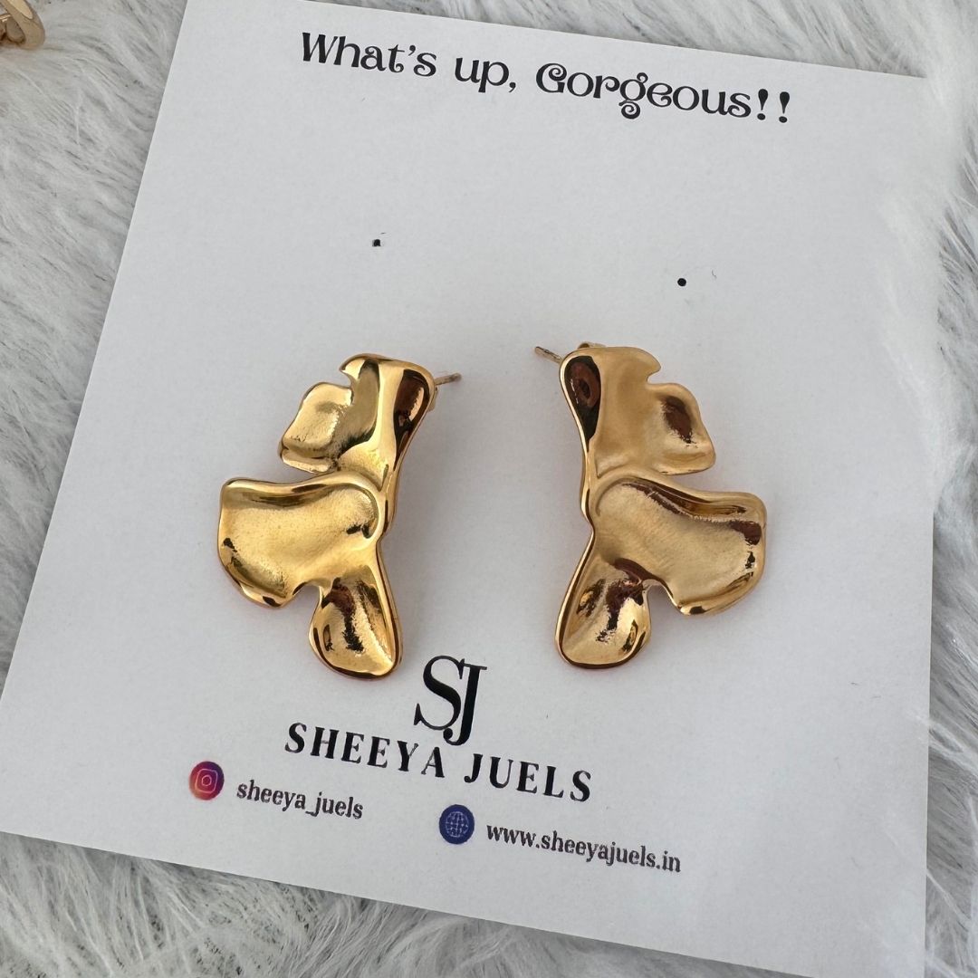 Sculpted Gold Abstract Earrings